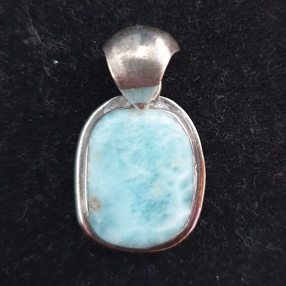 Elegant Vintage Italian 925 Sterling Silver Blue Larimar Pendant Necklace - Picture 3 of 14